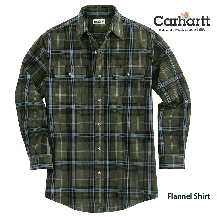 画像1: カーハート ヘビーウエイト フランネル シャツ  オリーブ  XL（身幅66cm）/Carhartt Heavyweight Flannel Shirt(Olive) (1)