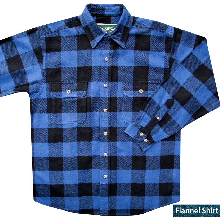 画像1: フランネル シャツ（ブルー・ブラック 長袖）M（身幅60cm）/Field & Stream Heavyweight Flannel Shirt (1)