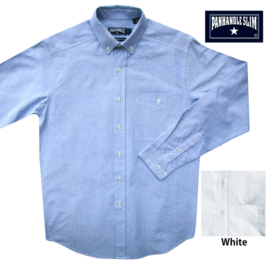 画像1: パンハンドルスリム オックスフォード シャツ（ホワイト・無地/長袖）/Panhandle Slim Oxford Cloth Shirt (1)