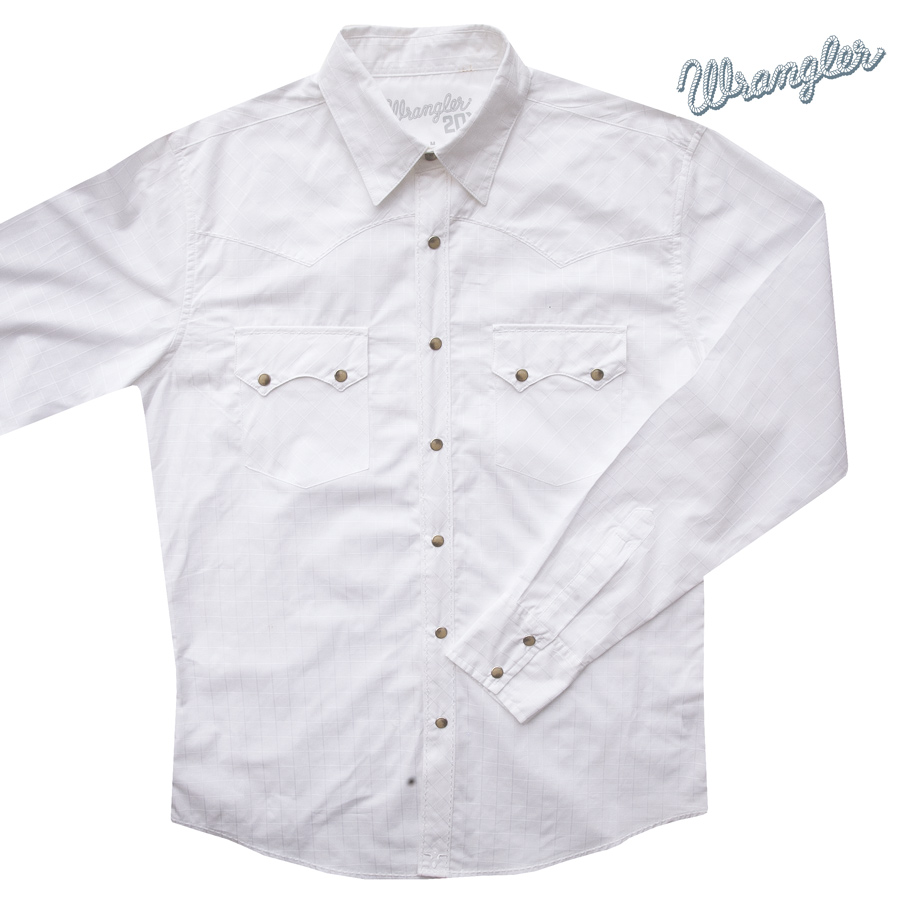 画像1: ラングラー 20X  ウエスタン シャツ（ホワイト・長袖）M/Wrangler Long Sleeve Western Shirt(White) (1)