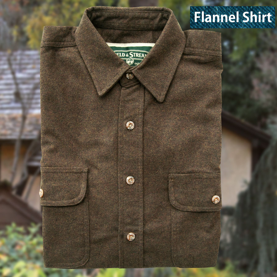 画像1: フランネル シャツ（ブラウン 長袖）S（身幅58cm）M（身幅61cm）/Field & Stream Heavyweight Flannel Shirt (1)