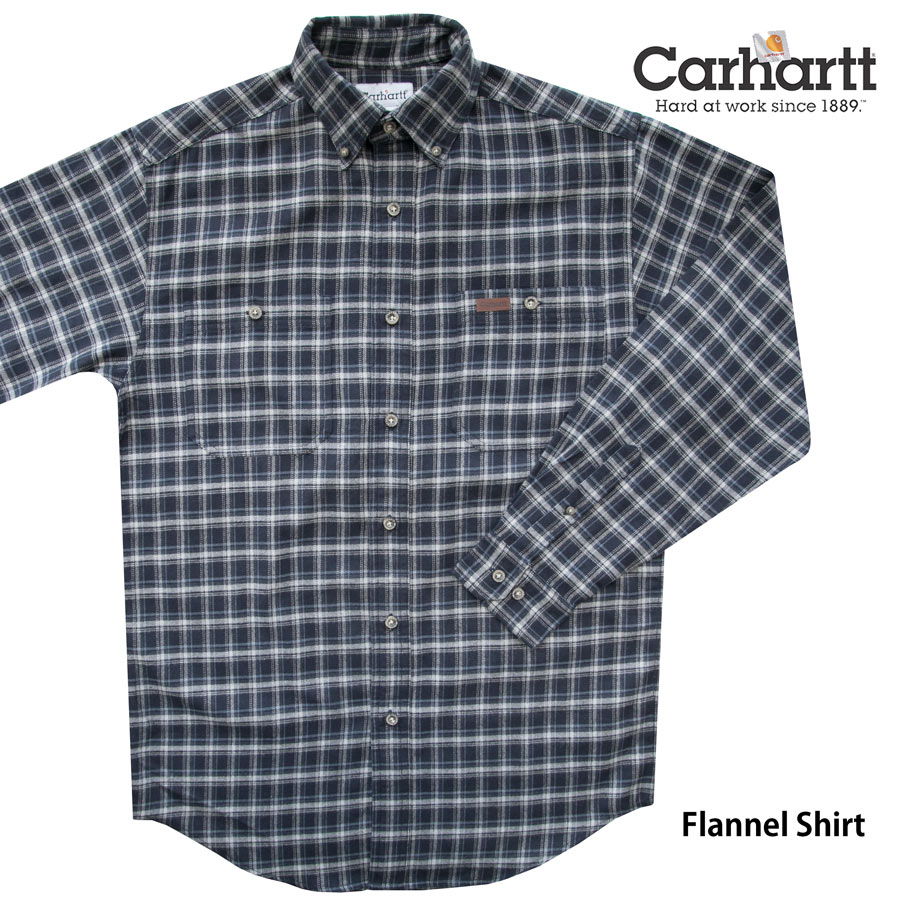 画像1: カーハート フランネル シャツ  ネイビー S/Carhartt Flannel Shirt(Navy) (1)