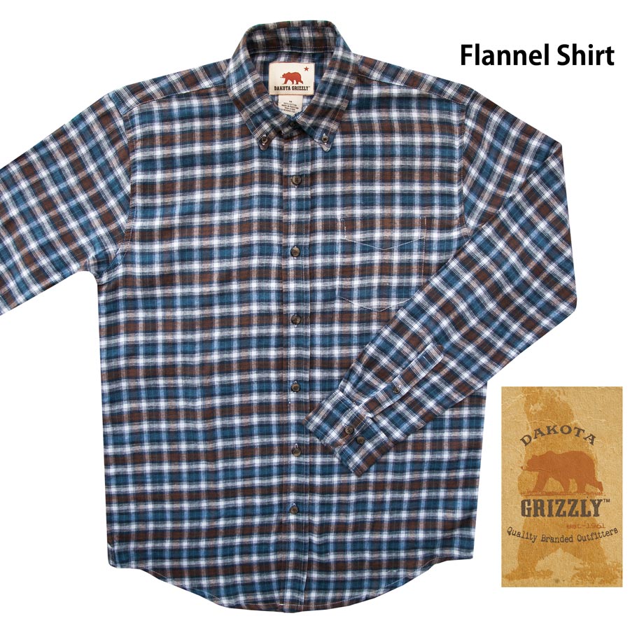画像1: ダコタ グリズリー フランネル シャツ ブルー・ブラウン・ホワイト（長袖）M/Dakota Grizzly Long Sleeve Flannel Shirt(Blue/Brown/White) (1)