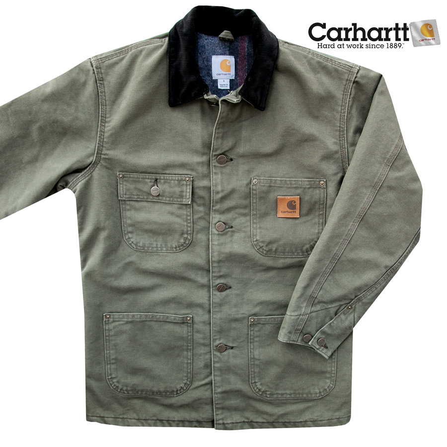 画像1: カーハート サンドストーン ブランケットラインド チョアー コート（C02 アーミーグリーン）/Carhartt Blanket Lined Sandstone Chore Coat(Army Green) (1)