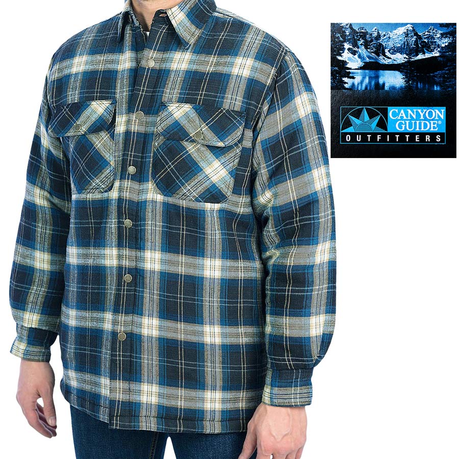 画像1: キルトラインド フランネル シャツジャケット（ブルー・タン/長袖）M/Shirt Jacket(Blue/Tan) (1)