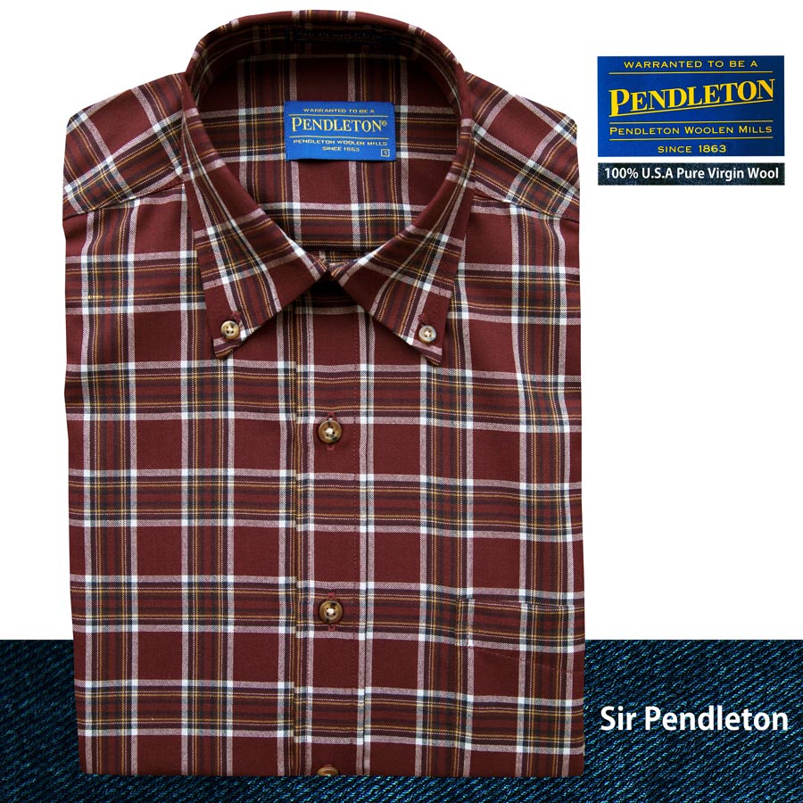 画像1: ペンドルトン サーペンドルトン ウールシャツ（バーガンディー・タン）S/Pendleton Sir Pendleton Wool Shirt (1)