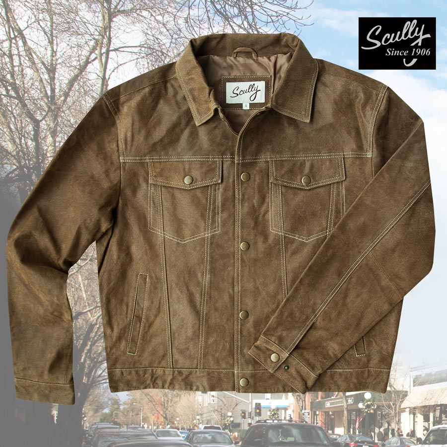 画像1: スカリー レザー ジージャンスタイル ジャケット（ブラウン）/Scully Leather Jean Jacket(Brown) (1)