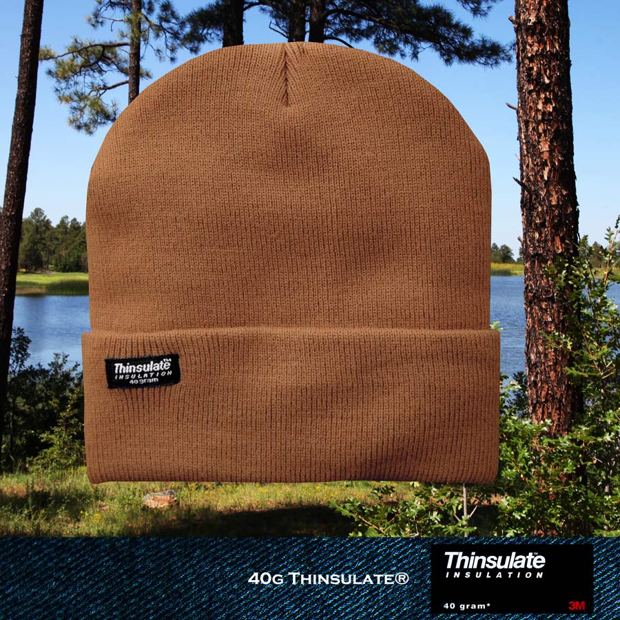 画像1: シンサレート ニットキャップ・ニット帽（ライトブラウン）/ThinsulateTM Lined Knit Cap(Light Brown) (1)