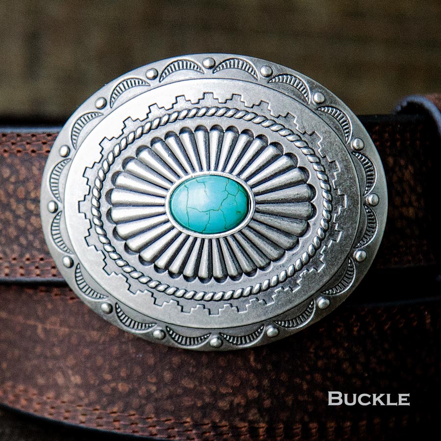 ウエスタン ベルト バックル（アンティークシルバー・ターコイズ）/Western Belt Buckle レザーベルト・バックル