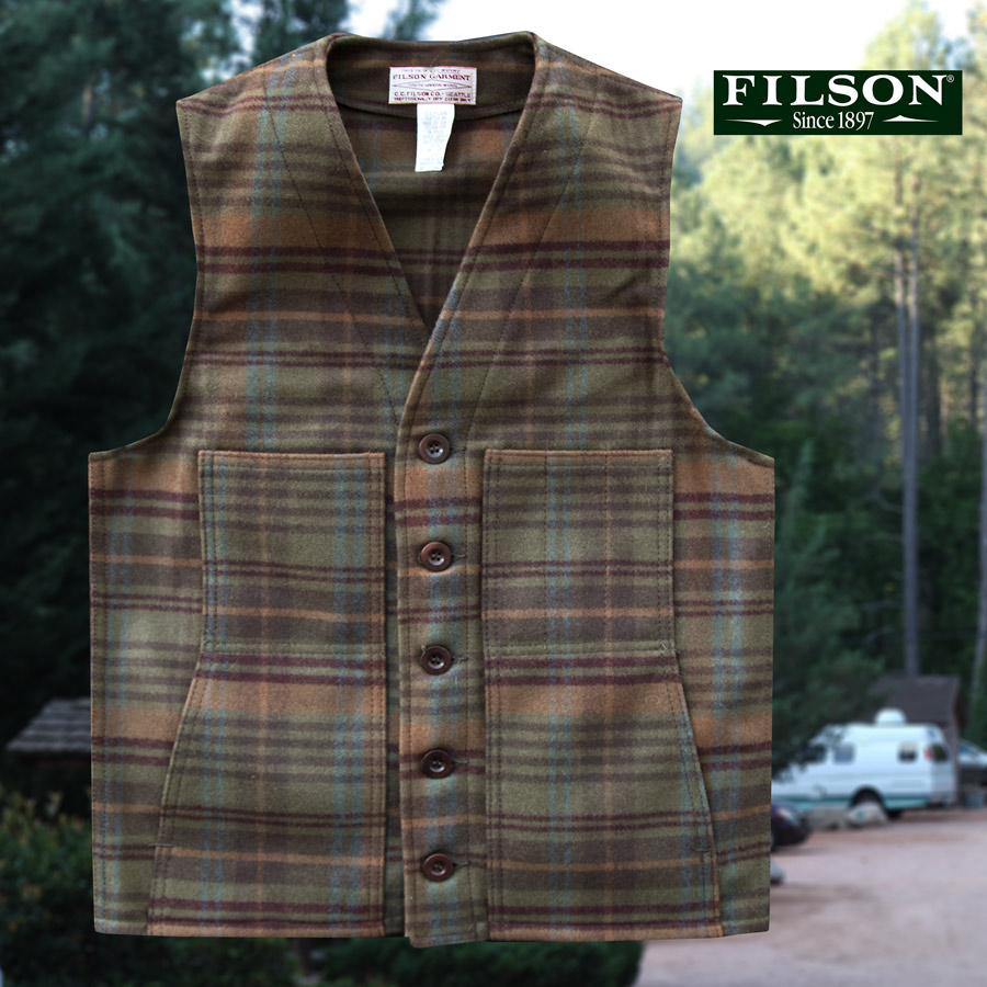 画像1: フィルソン マッキーノ ウールベスト（モスグリーン・ホーソンプラッド）38/Filson Mackinaw Wool Vest (1)