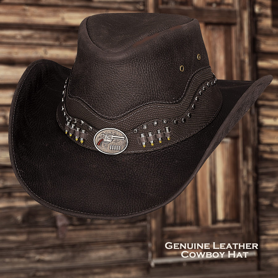 画像1: ブルハイド レザー カウボーイ ハット（ブラウン）L/Bullhide Western Leather Hat(Chocolate) (1)