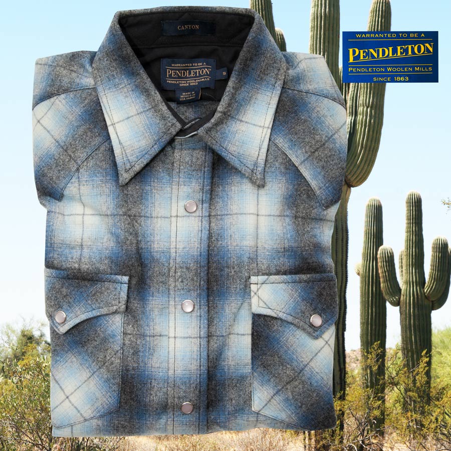 画像1: ペンドルトン ウエスタンシャツ（ブルー・グレー ミックスオンブレ）L（身幅約62cm）/Pendleton Western Shirt (1)