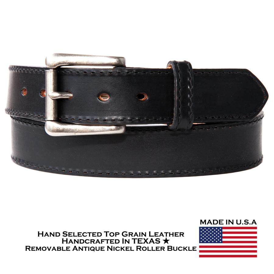 画像1: ウエスタン レザーベルト（4.3mm・ブラック） /1 1/2" Genuine Leather Belt(Black) (1)