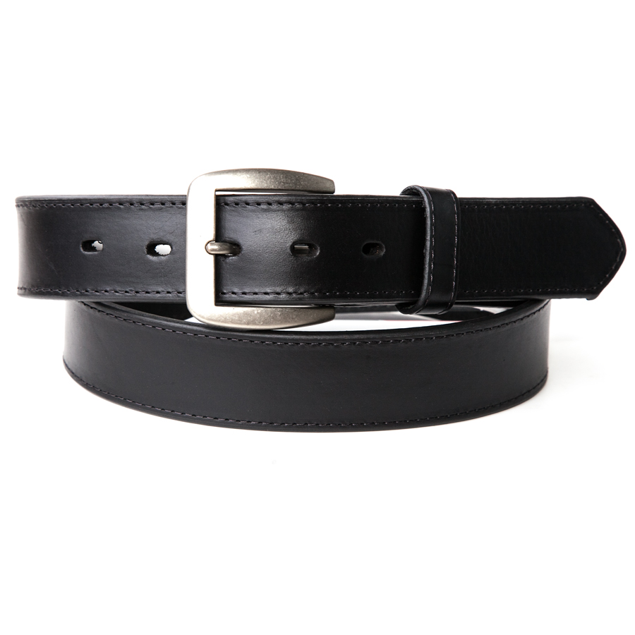 画像1: ブラック ウエスタン レザー ベルト/1 1/2" Genuine Leather Belt(Black) (1)