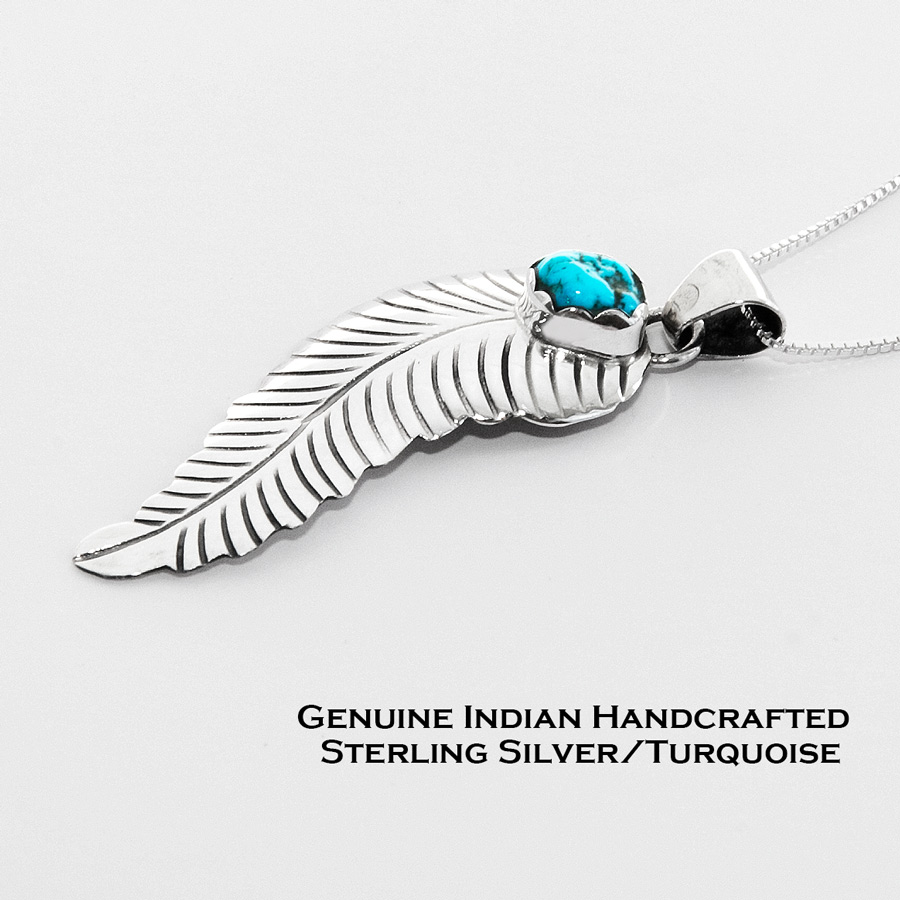 画像1: ナバホ インディアン作 ペンダント トップ/Navajo Sterling Silver Turquoise Pendant (1)