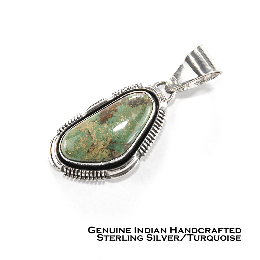 画像1: ナバホ  ターコイズ スターリングシルバー ペンダント トップ/Navajo Turquoise Sterling Silver Pendant (1)