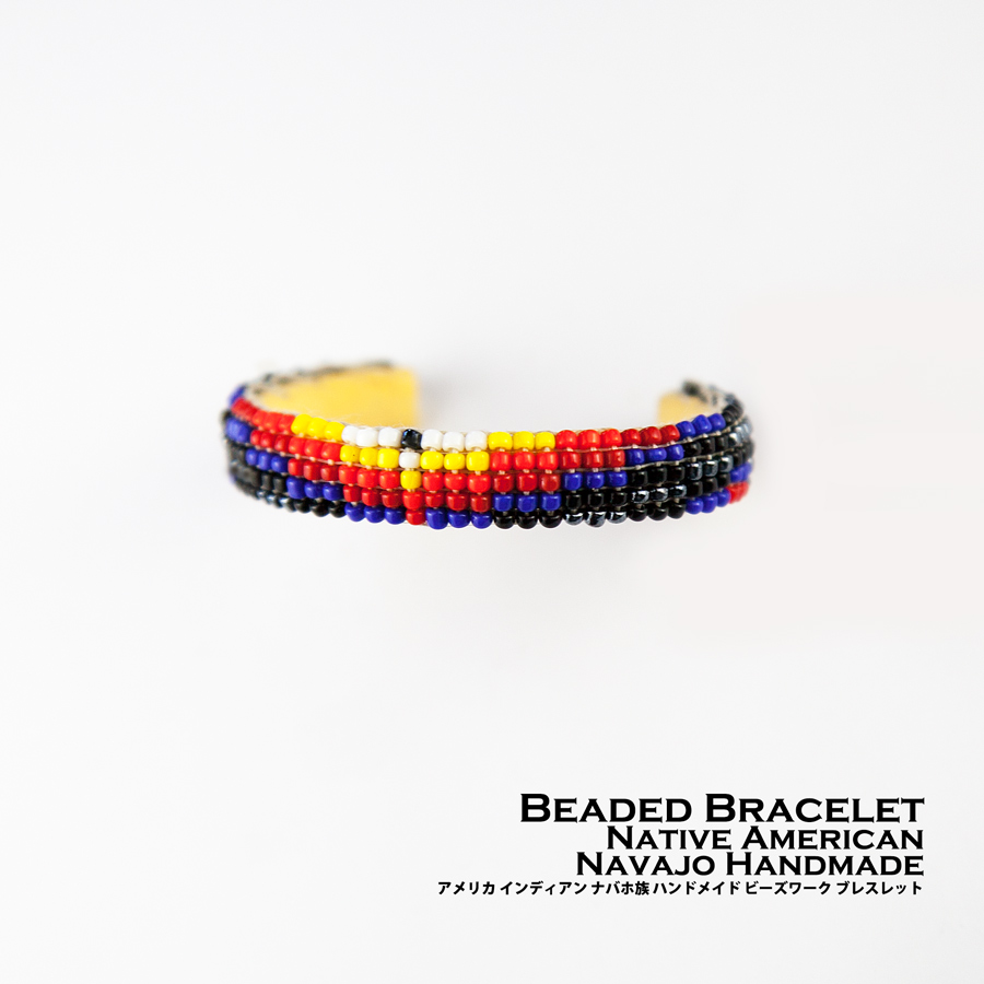 画像1: キッズ ベビー ビーズ ブレスレット  ビーズワーク バングル・ ナバホ族 ハンドメイド インディアンジュエリー/Native American Navajo Beaded Bracelet (1)