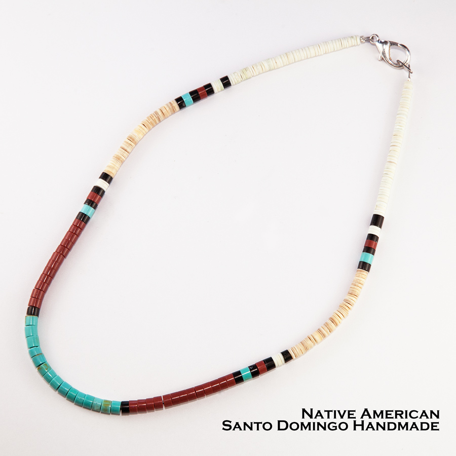 画像1: アメリカ インディアン サントドミンゴ族 ビーズネックレス/Native American Santo Domingo Necklace (1)