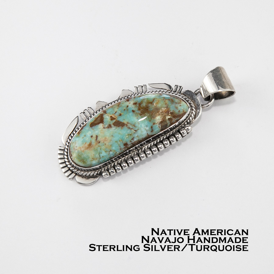 インディアンジュエリー ナバホ ターコイズ スターリングシルバー ペンダント トップ/Navajo Turquoise Sterling
