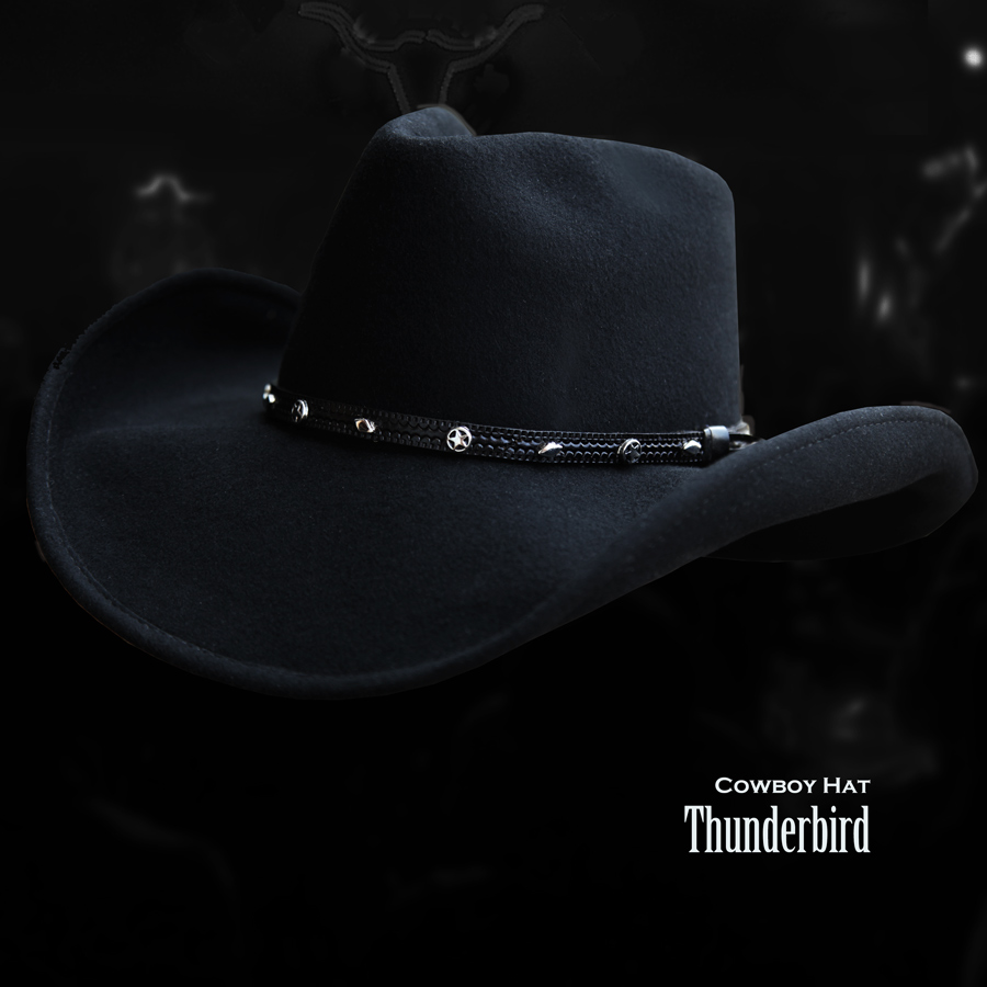 画像1: ブルハイド プレミアムウール カウボーイ ハット サンダーバード（スター・ブラック）/Bullhide Premium Wool Cowboy Hat Thunderbird(Black) (1)