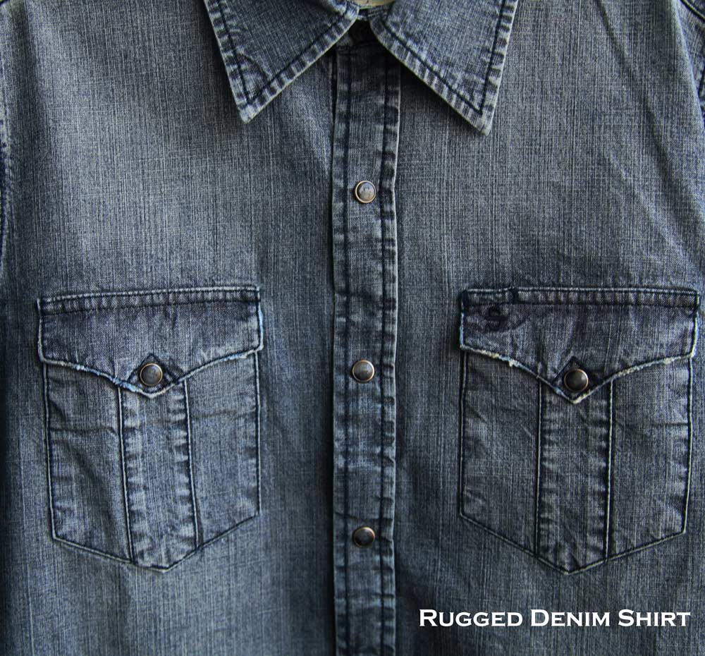 ステットソン ウエスタン デニム シャツ（デニムブルー）/Stetson Rugged Denim Shirt(Denim Blue) 長袖シャツ