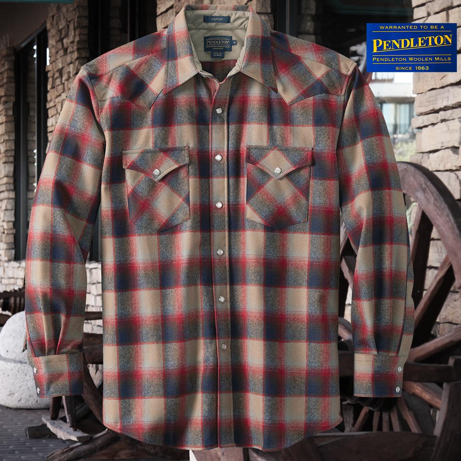 画像1: ペンドルトン ウエスタンシャツ（ネイビー・レッド・タンオンブレ）S/Pendleton Western Shirt (1)