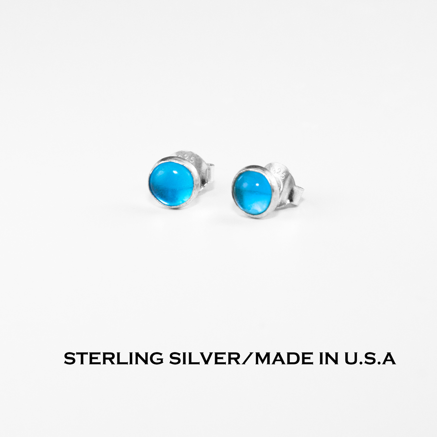 画像1: アメリカンジュエリー アクアブルー ピアス/Sterling Silver Pierce（Aqua Blue) (1)