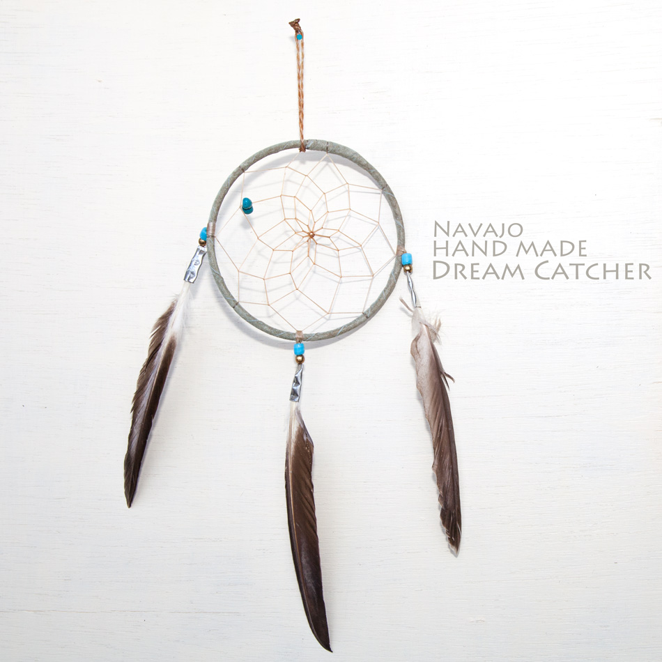 画像1: アメリカインディアン ナバホ族 ハンドメイド ドリームキャッチャー 10.7cm（グレー）/Navajo Hand Made Dream Catcher (1)