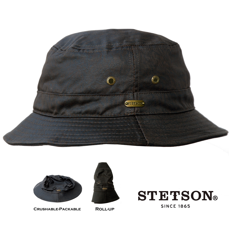 ステットソン パッカブル ロールアップ バケット ハット（ダークブラウン）/Stetson Packable Roll-up Bucket Hat (Brown)