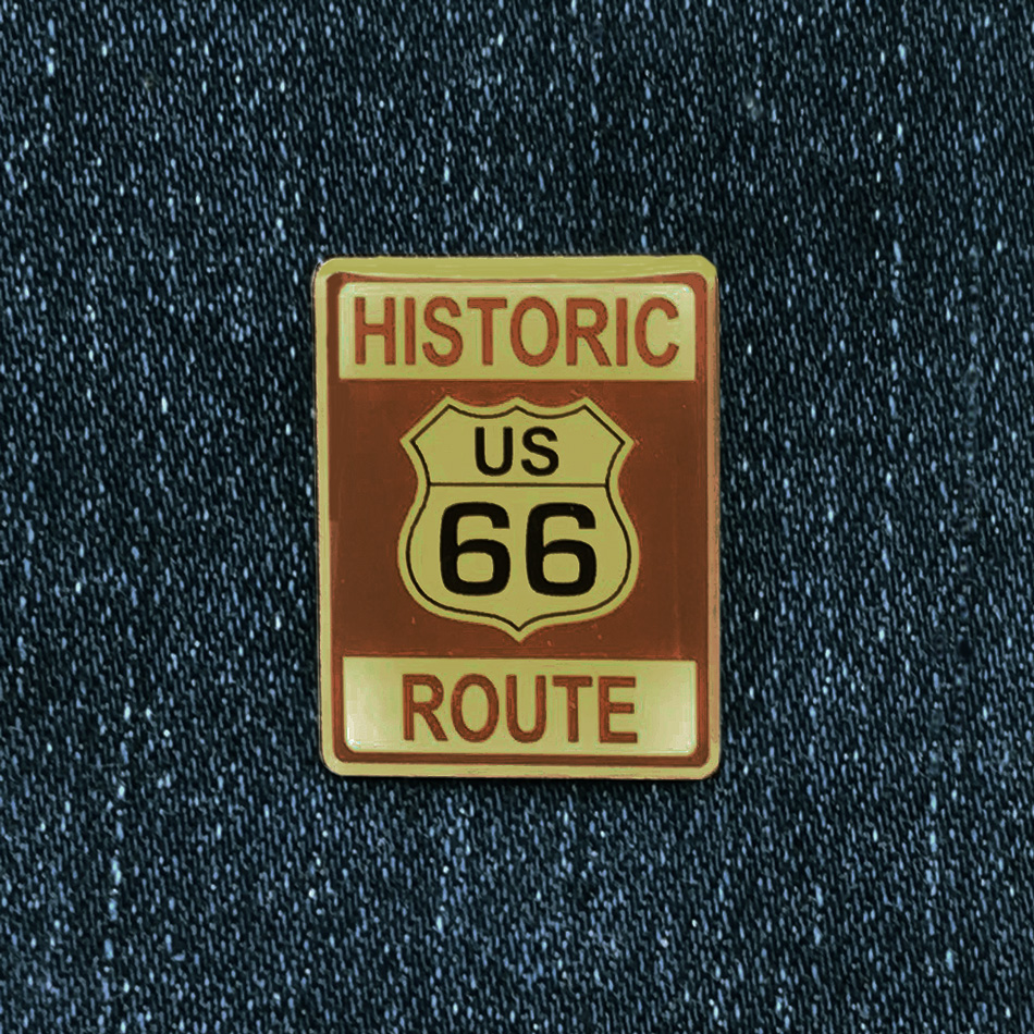 ルート66 ピンバッジ ヒストリック・ブラウン/Pin HISTORIC ROUTE US 66