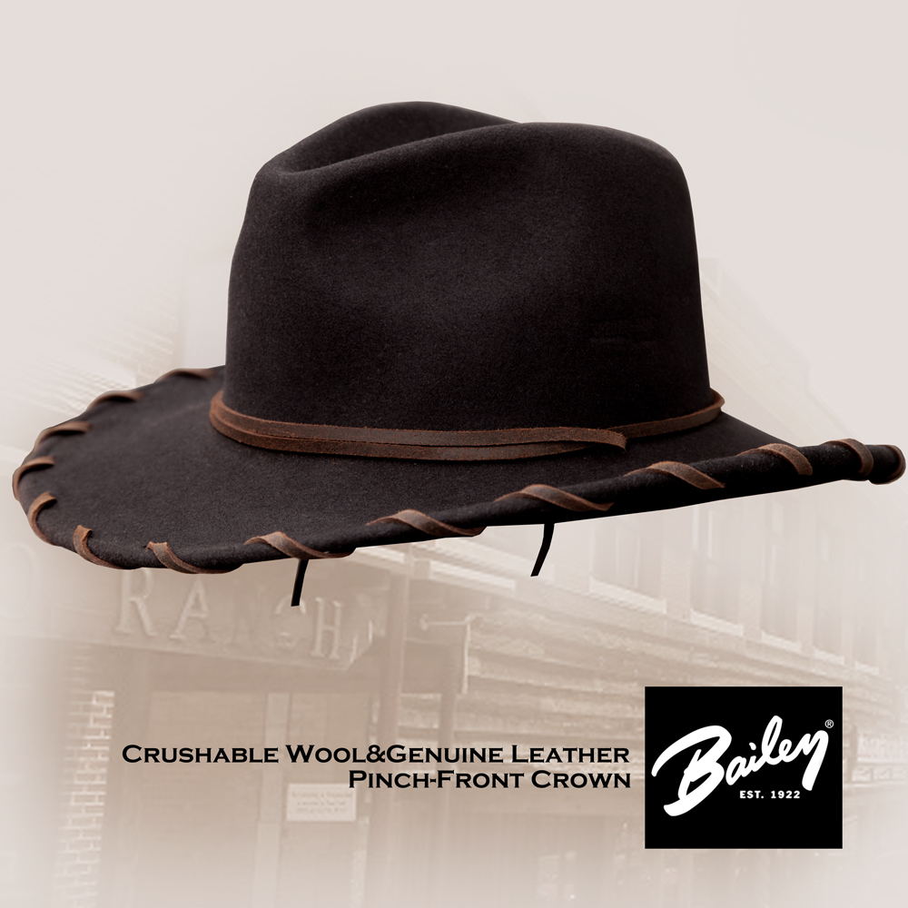 ベイリー レザー＆ウール カウボーイハット（ブラウン）/Bailey Cowboy Hat(Chocolate)