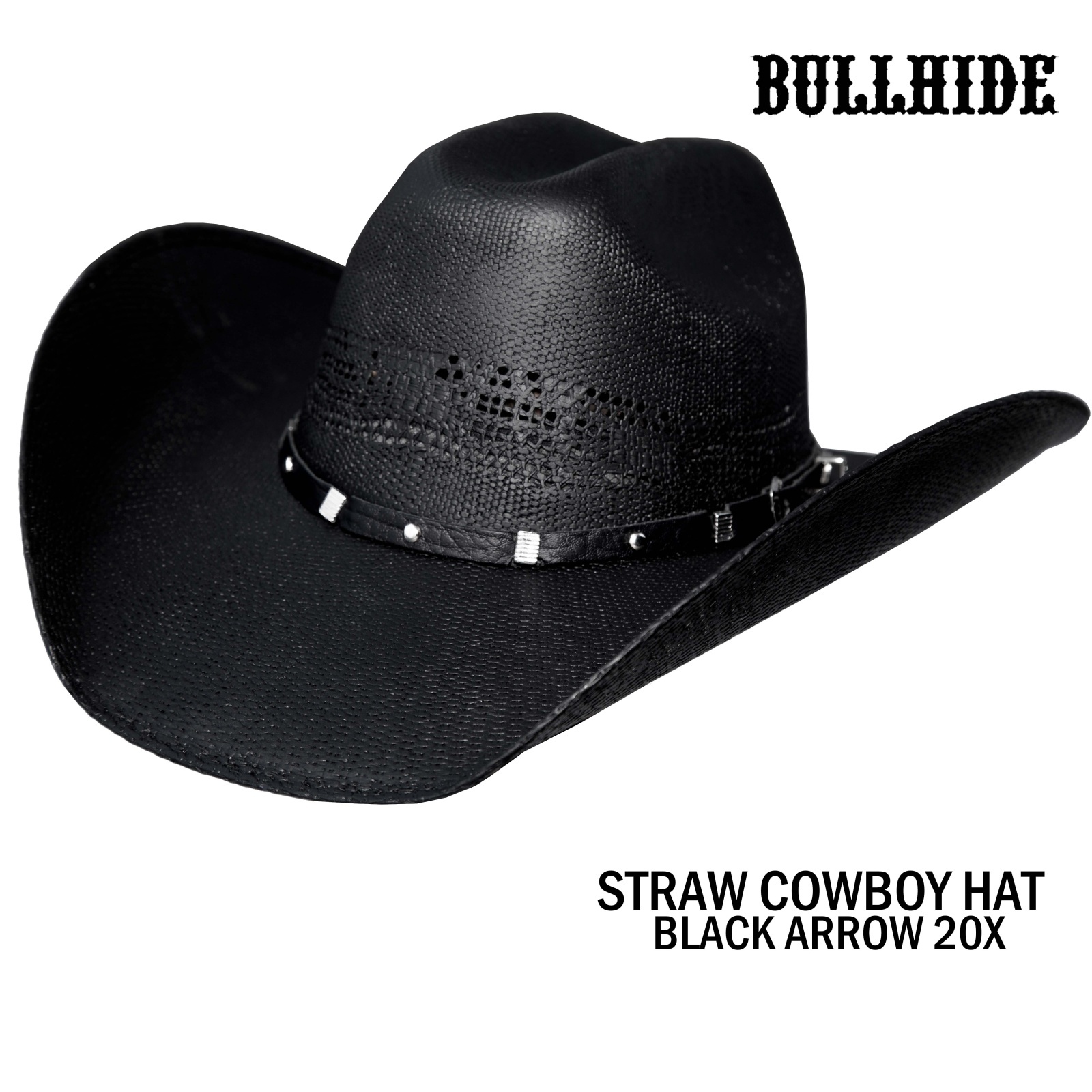 ブルハイド ウエスタン ストロー カウボーイ ハット ブラックアロー20X（ブラック）大きいサイズもあり/Bullhide Straw Cowboy Hat Black Arrow 20X(Black)