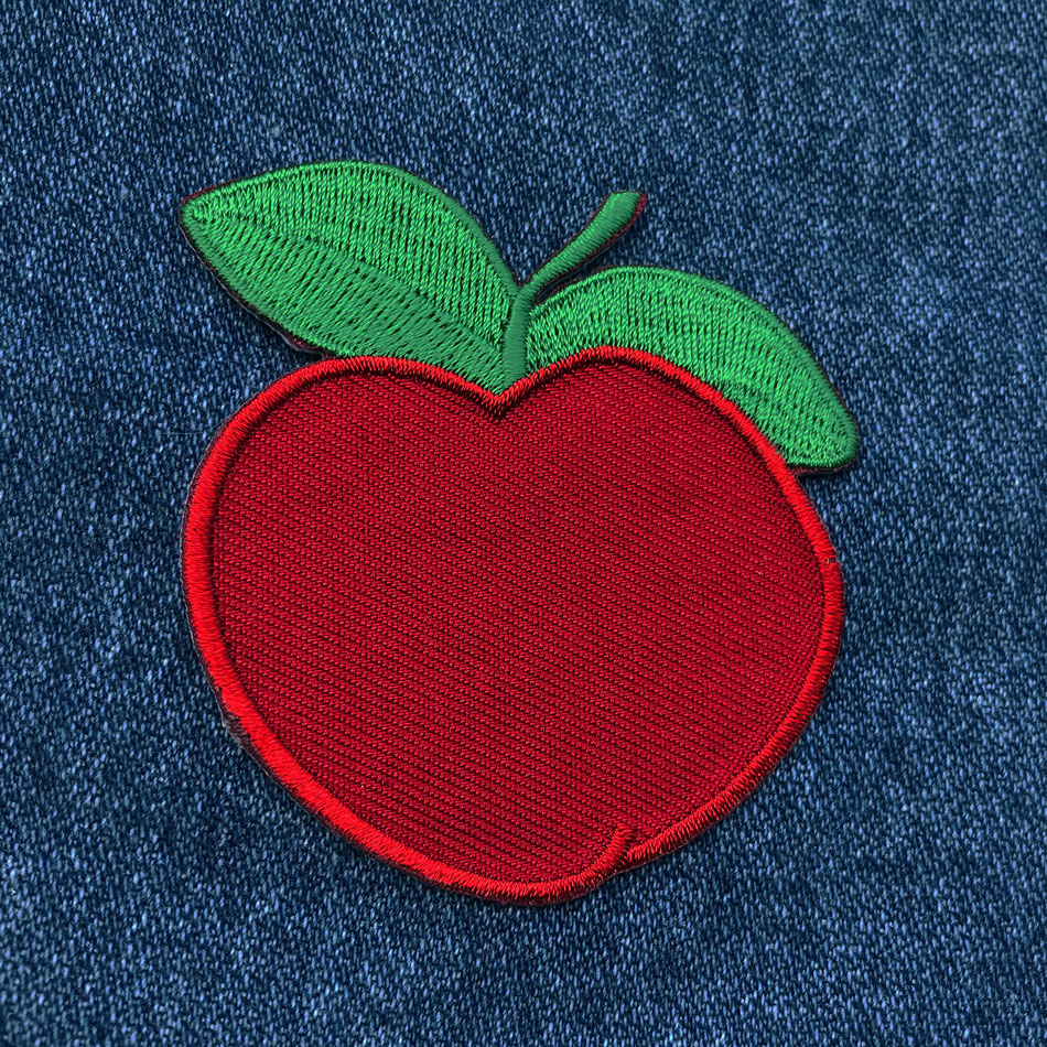 刺繍 ワッペン アップル 赤りんご 6.8cmx6.8cm/Patch