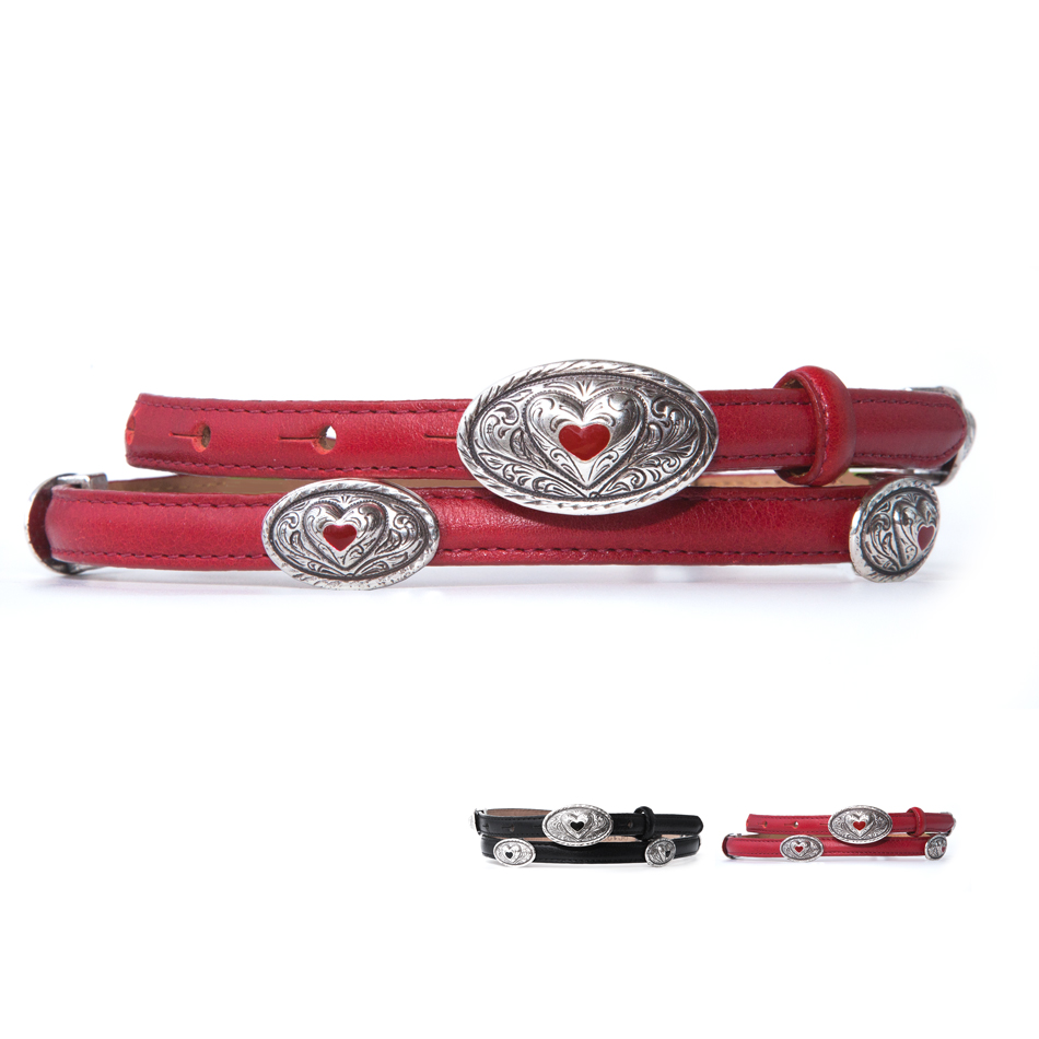 画像1: レディース ハート ベルト(レッド・ブラック)【訳あり商品-SDGs】/Heart Belt(Red/Black) (1)