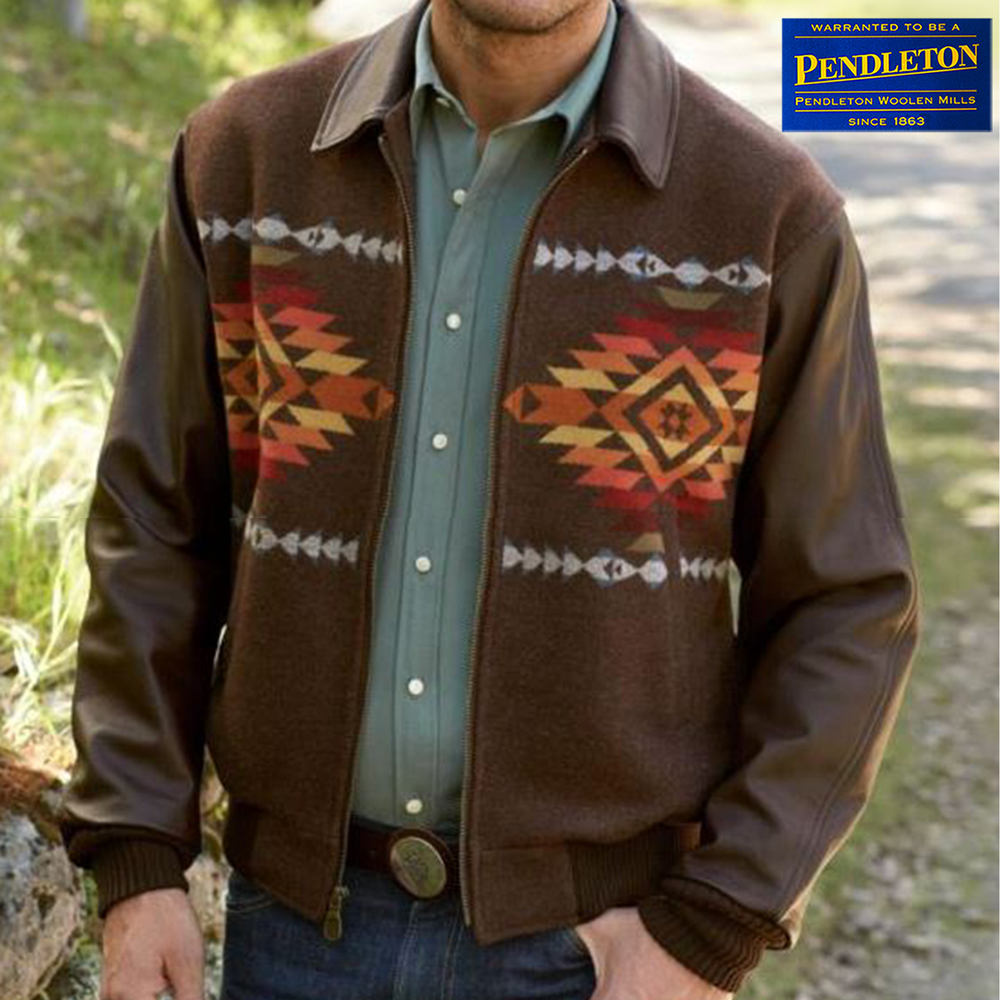 ペンドルトン ウール・レザー ジャケット ブラウン（Pueblo Dwelling