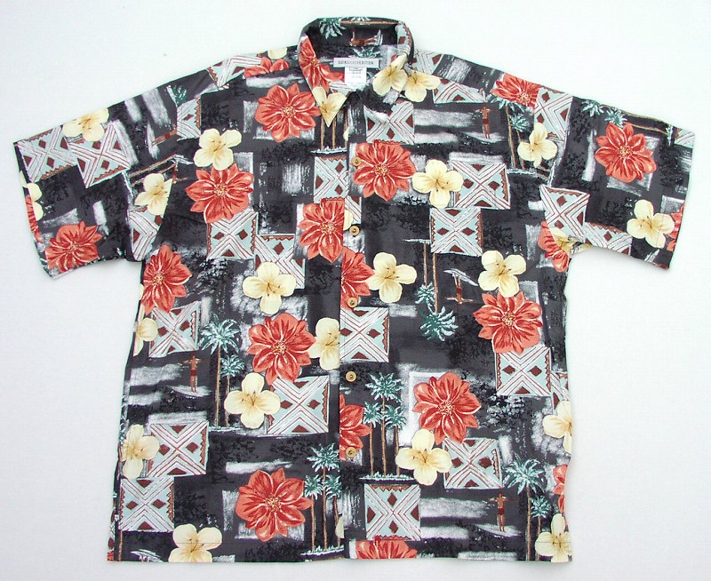 クイックシルバー アロハシャツ/Quiksilver Aloha Shirt（Black) 半袖シャツ・Tシャツ